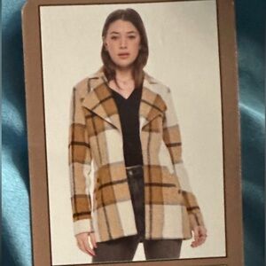 🍁 Ci Sono Plaid Shacket Jacket XXL | Tan Cream Check | Soft Brushed Fall Layer 🍁